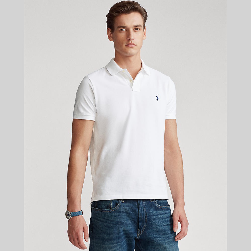 POLO RALPH LAUREN Polo Ralph Lauren POLO-Custom Slim Fit Soft Cotton Polo  Shirt MNPOKNI1N821089 100 WHITE 