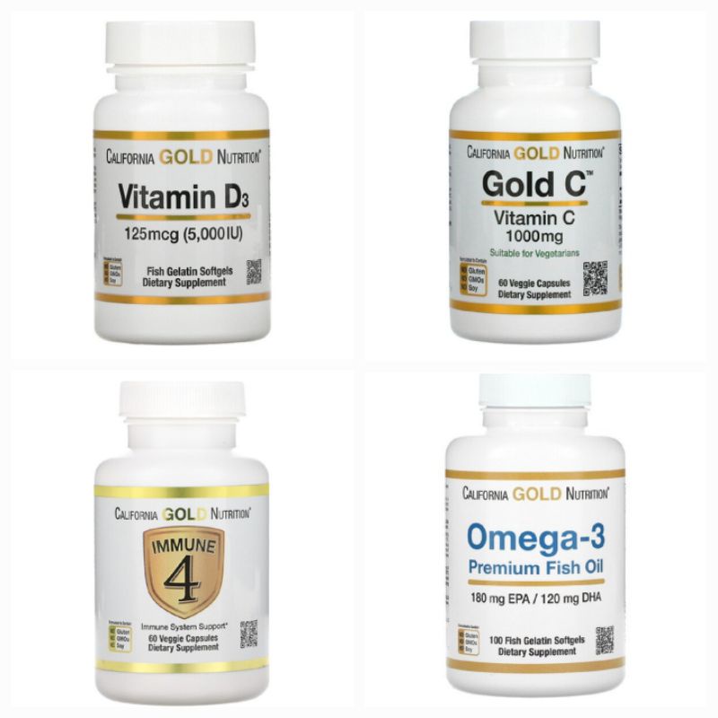 California Gold Nutrition , พร้อมส่ง Vitamin D3 5000 iu/ Gold C 1000mg /  Immune 4 / Omega 3 ของแท้ 100%