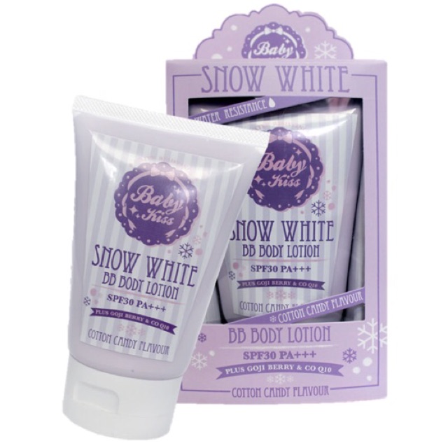 BabyKiss Snow White BB Body Lotion SPF30PA+++ (150g.) เบบี้คิส  บีบีสโนว์ไวท์ Cotton Candy ปรับผิวขาวทันที 5 ระดับ | Shopee Thailand