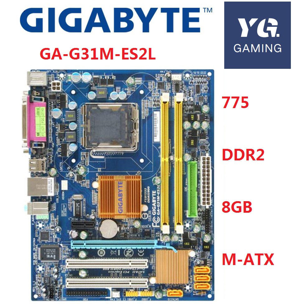 GIGABYTE GA-G31M-ES2L Desktop Motherboard G31 Socket LGA 775 For Core 2  PentiumD DDR2 4G Used G31M-ES2L Mainboard | Shopee Thailand