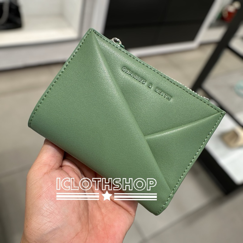 Green Midori Geometric Top-Zip Wallet - CHARLES & KEITH US