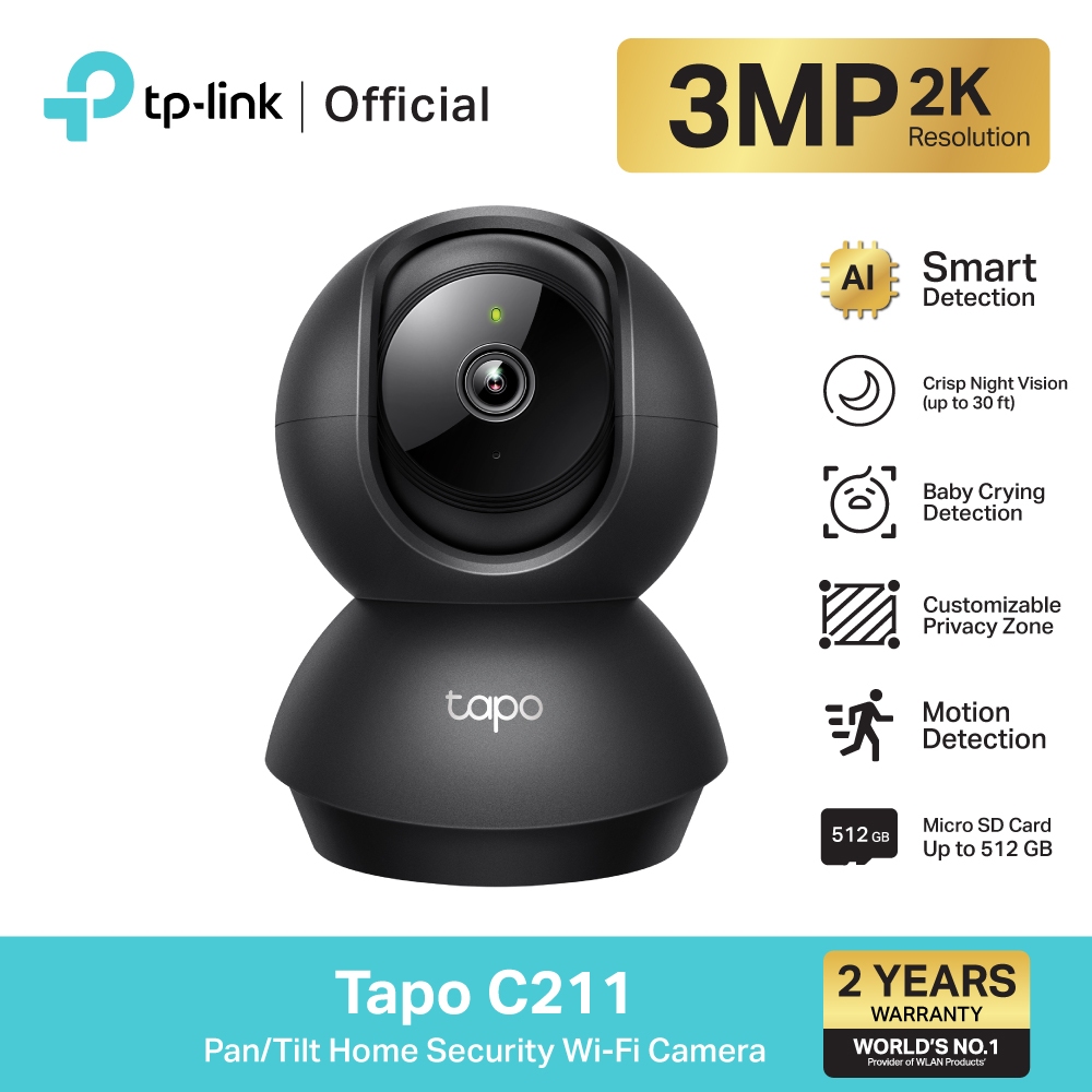 TP-Link Tapo C211 Pan/Tilt Home Security Wi-Fi Camera (Black) – PC Express